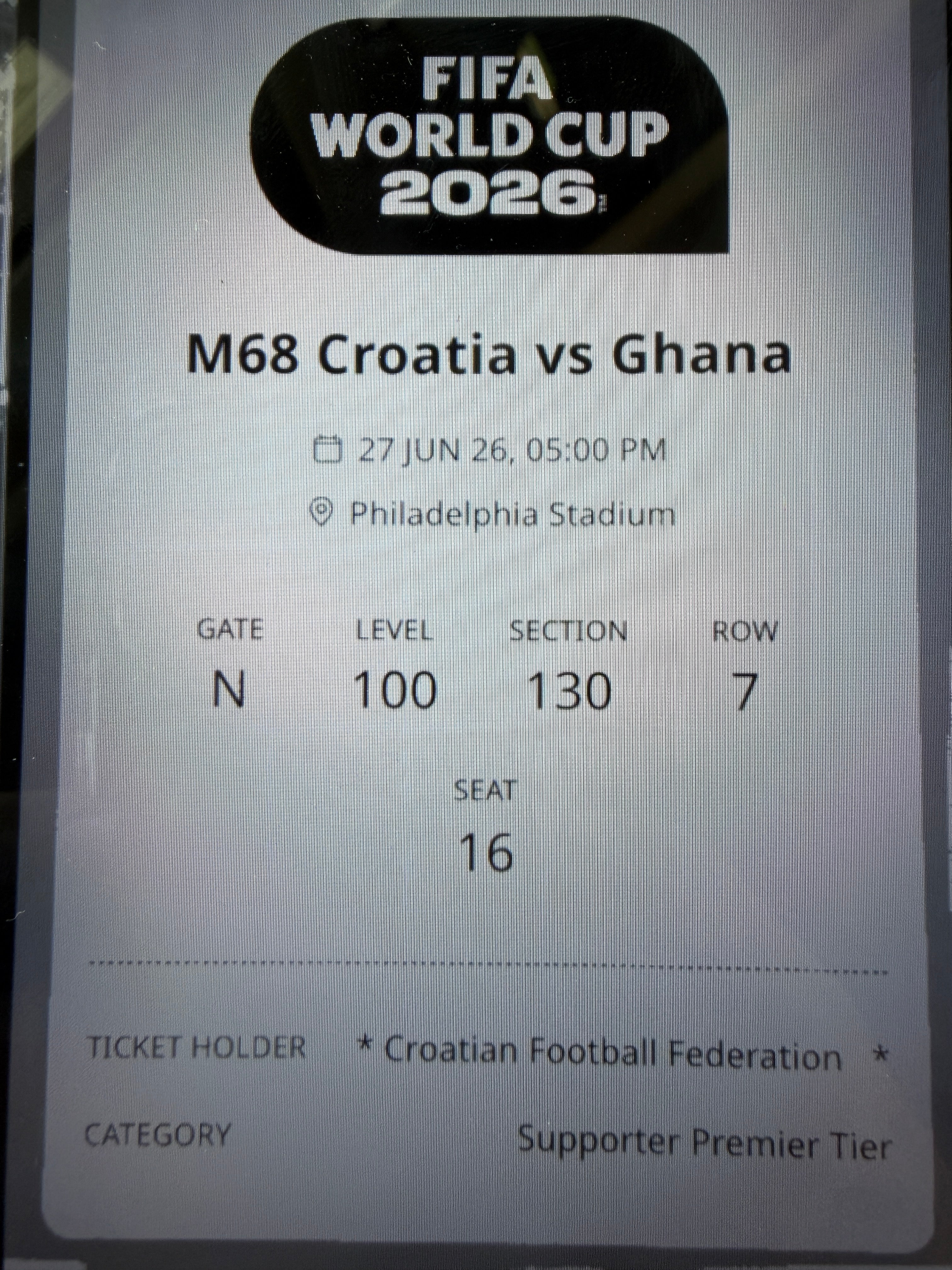 Fifa World Cup game tickets